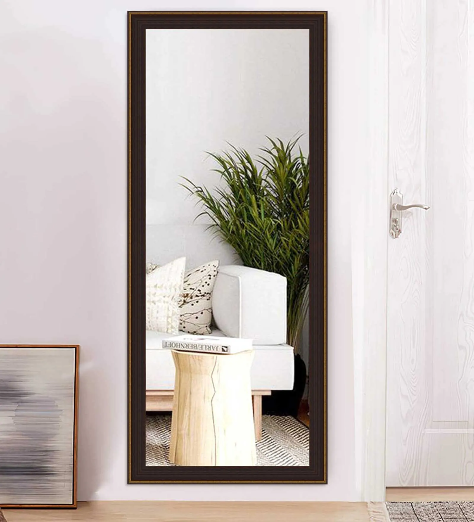 Brown Wood & Glass Full Length Mirror