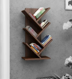 Captiver Wall Mount Book Shelf In Dark Acazia Finish