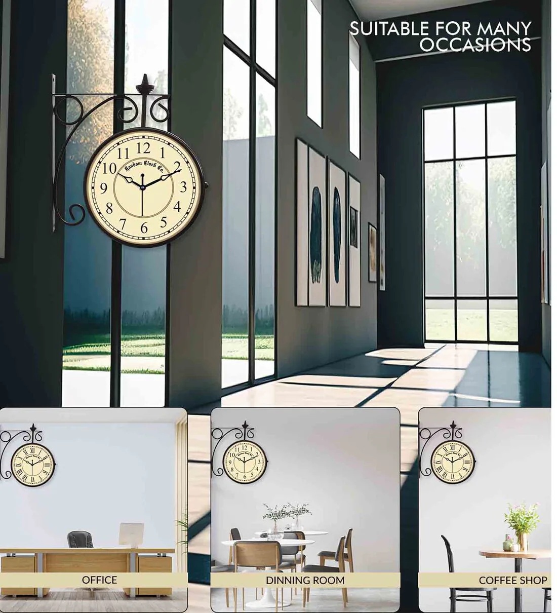 Double Sided Vintage Multicolour Metal Station Clock - Image 6