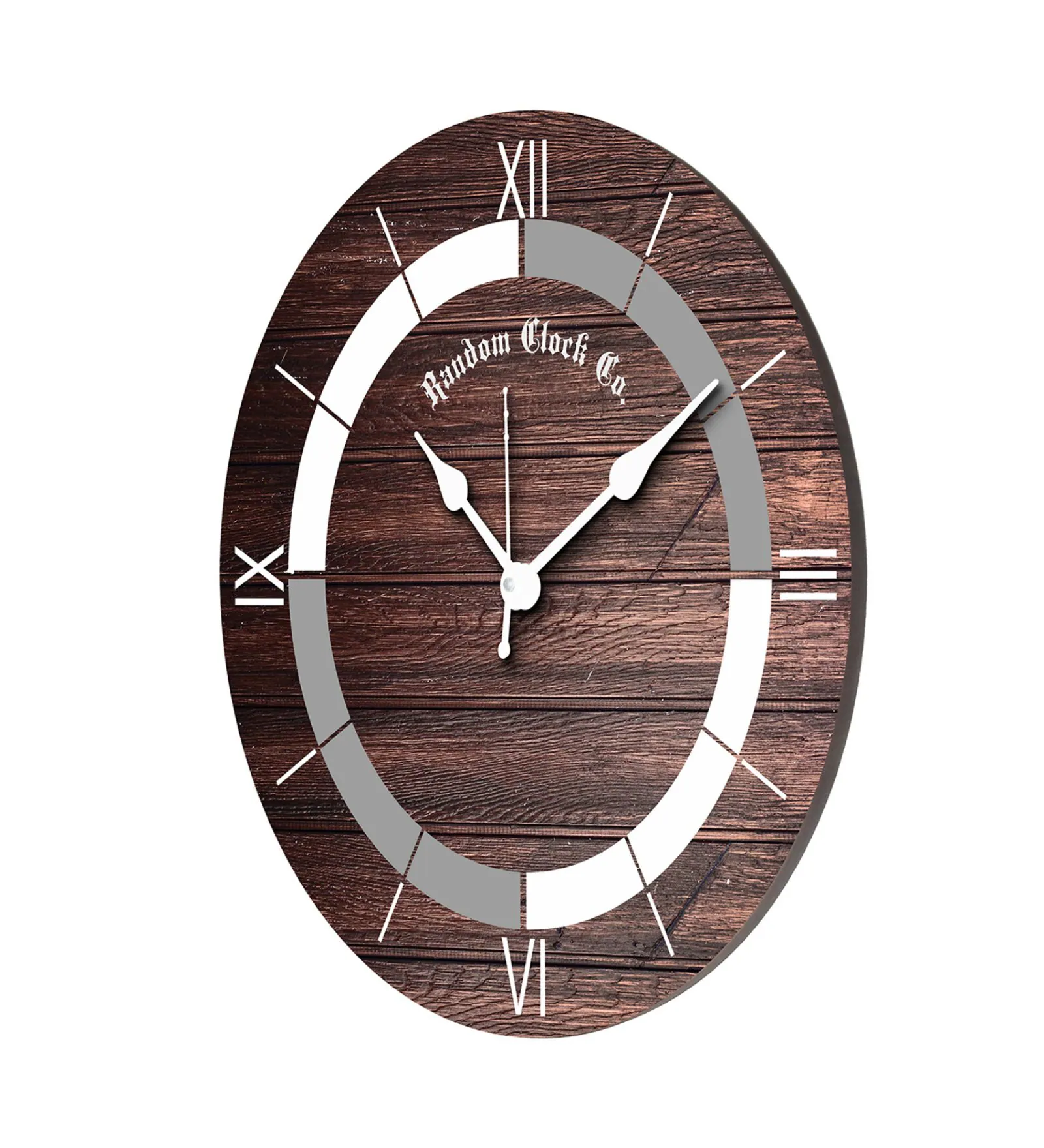 Wooden Roman Number Wall Clock In Brown - Image 3